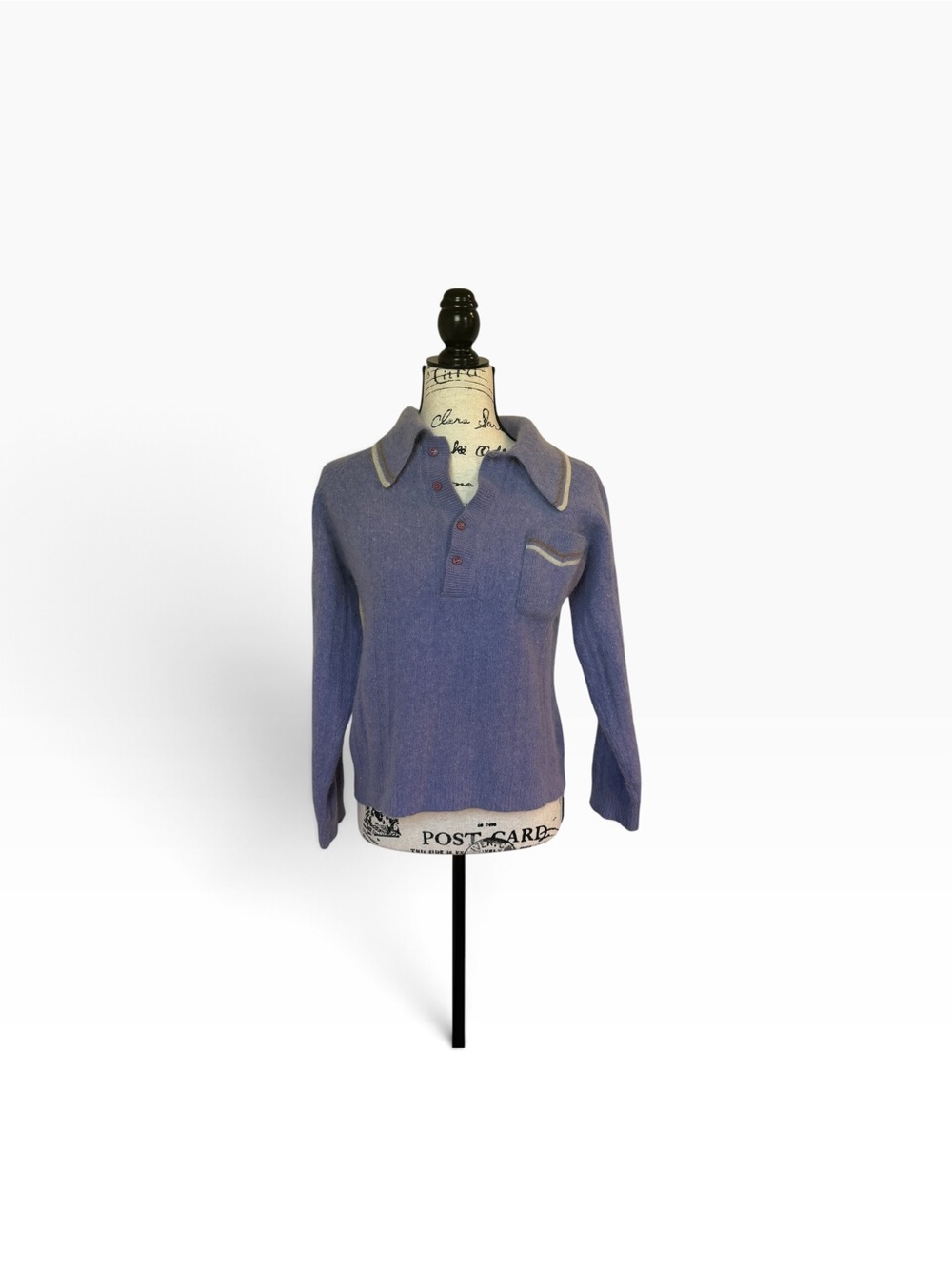 Puritan VTG Lambswool Angora Blend Lavender L Women’s Mod Preppy Polo Sweater